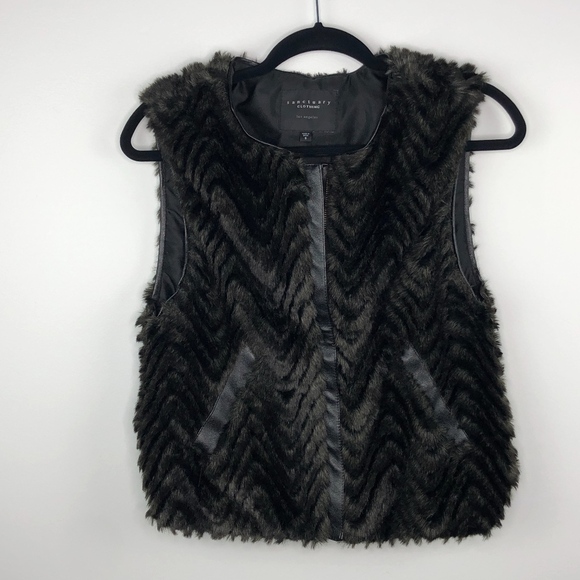 Sanctuary Clothing Faux Fur Zippered Vest S - Picture 1 of 7